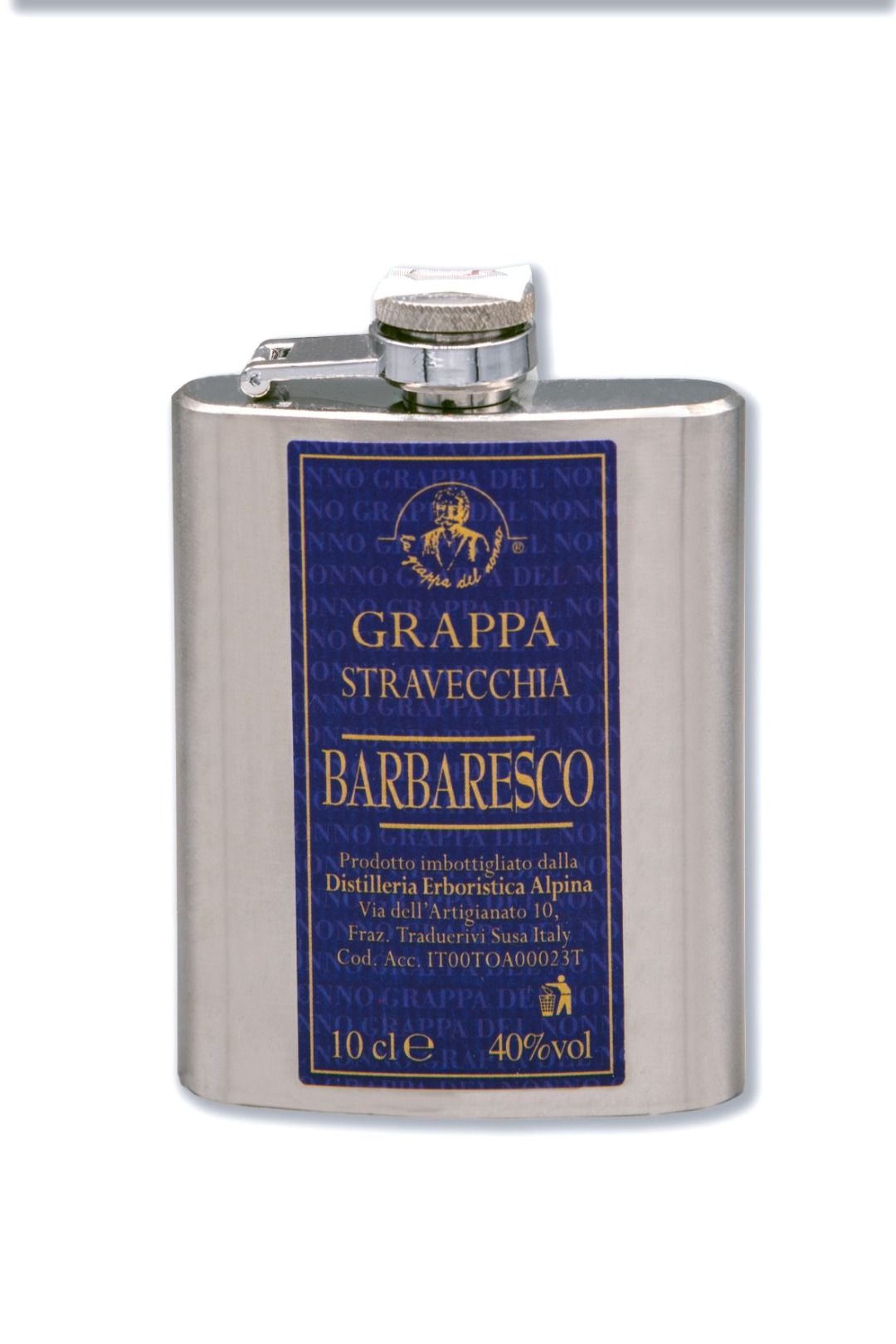 Fiaschetta Acciaio Tascabile Grappa Barbaresco Stravecchia - Gustophia dispensa popolare