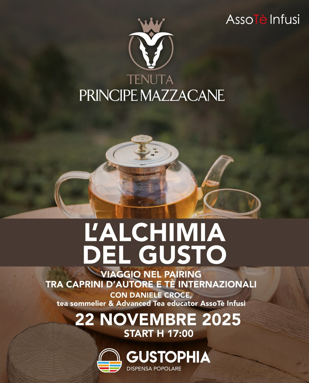 “L’Alchimia del Gusto”: a Gustophia un viaggio sensoriale tra tè internazionali e i caprini di Tenuta Principe Mazzacane