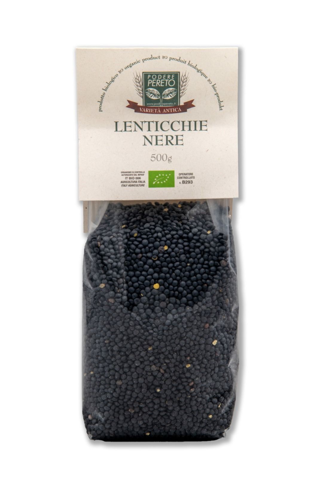 Podere Pereto Lenticchie Nere 500gr - Gustophia dispensa popolare